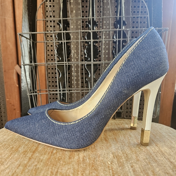 Guess Shoes - EUC..Guess Dark Blue Denim Heels SIze 7.5M